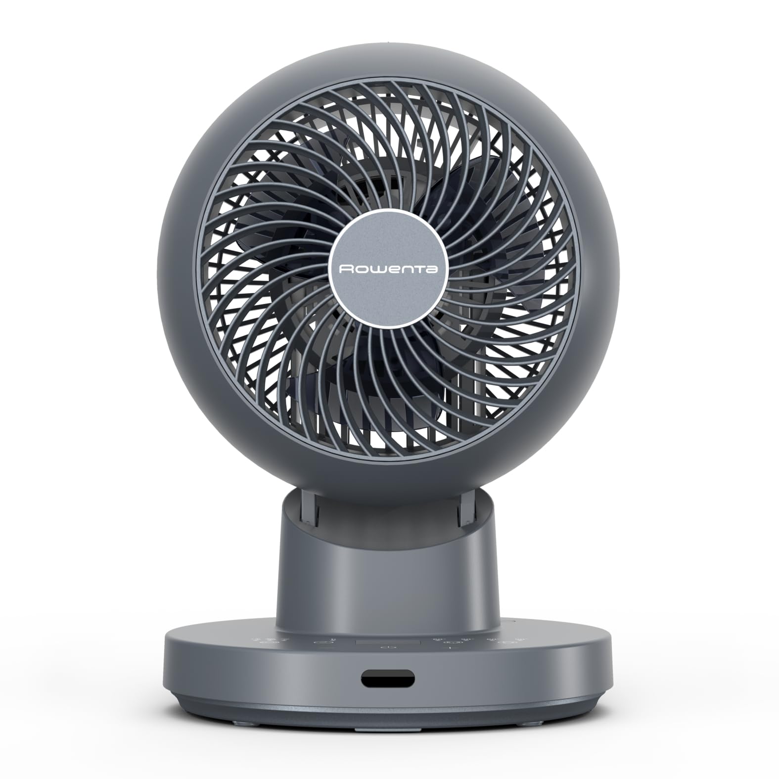 Rowenta Turbo Swift Compact Tischventilator, multidirektionale Schwenkfunktion, bis zu 50% Energieeinsparung, 12 Geschwindigkeitsstufen, 12h Timer, kompaktes Design, extrem leise, Blau, QV2540F0