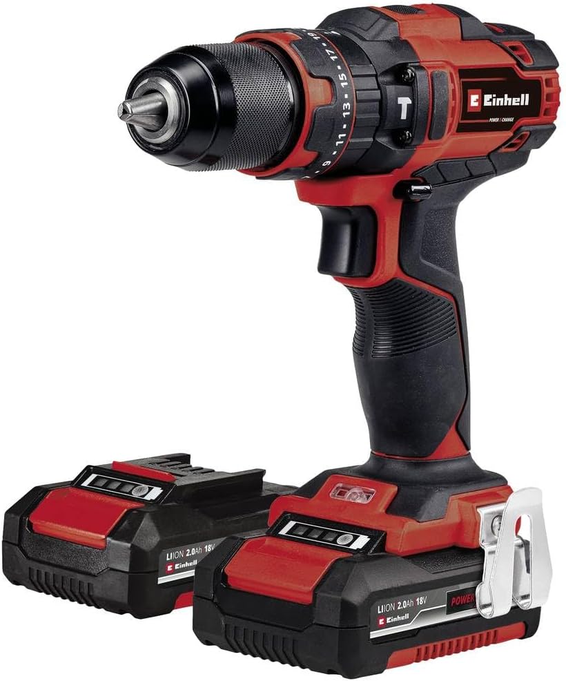 Einhell Cordless Impact Driver TE-CD 18/40 Li-i +64 (2x2.0 Ah) Power X-Change (Li-Ion, 18V, Torque 40Nm) Comes with 2 Batteries 2.0Ah, Charger and 64 Accessories