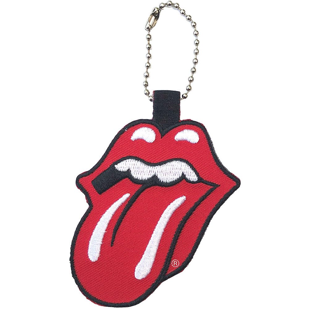 The Rolling Stones Keyring Classic Tongue Band Logo Embroidered Official Red