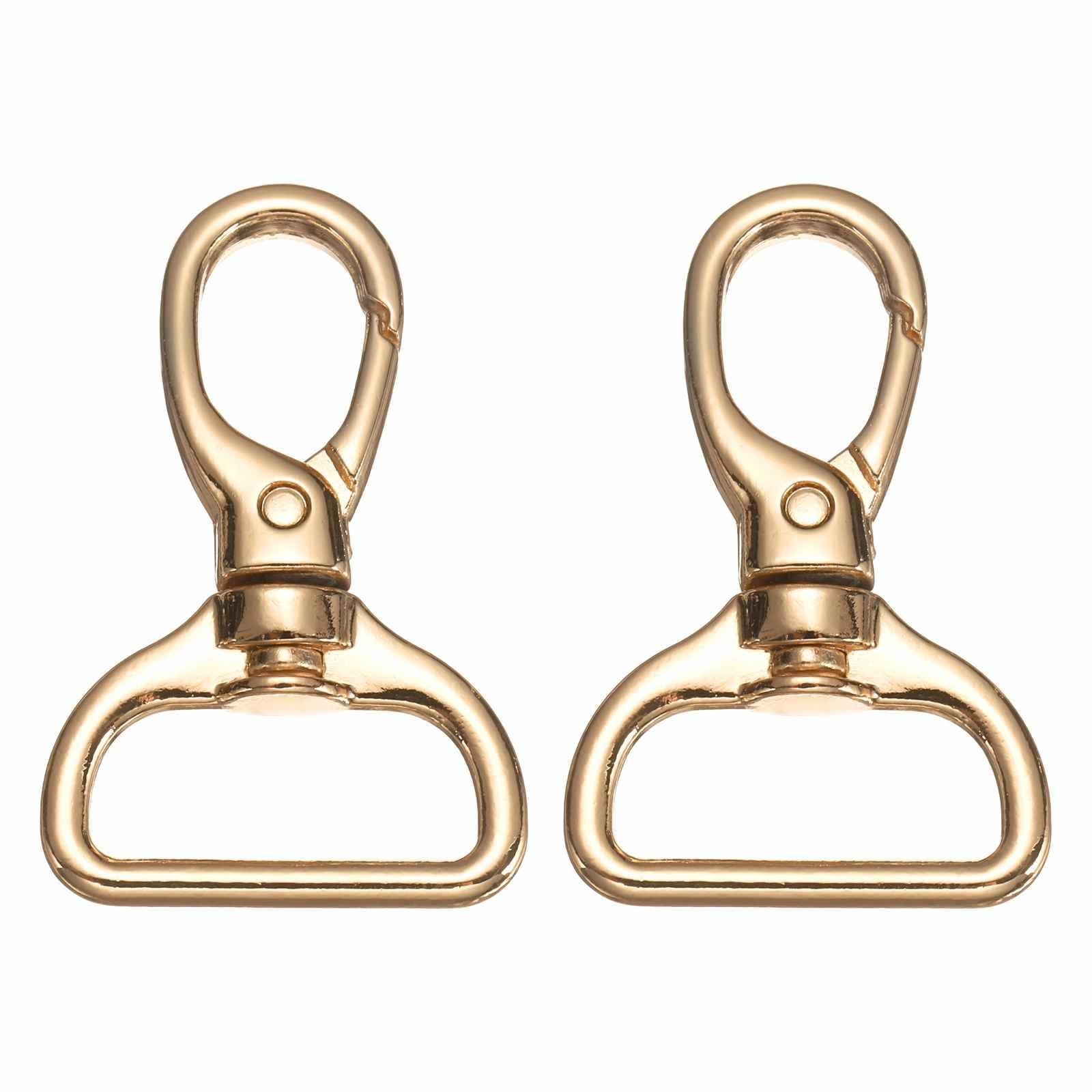 PATIKIL Swivel Clasps, (1 Inch, Gold) (2 Pcs), Metal Swivel Snap Hooks Curved Oval Trigger Snap Lobster Clips, Suit for - Keychain/Making DIY Crafts/Purse Hardware