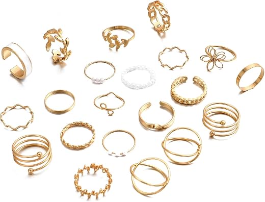 Shining Diva Fashion Set of 21 Latest Stylish Gold Plated Rings for Women and Girls (15204r)
