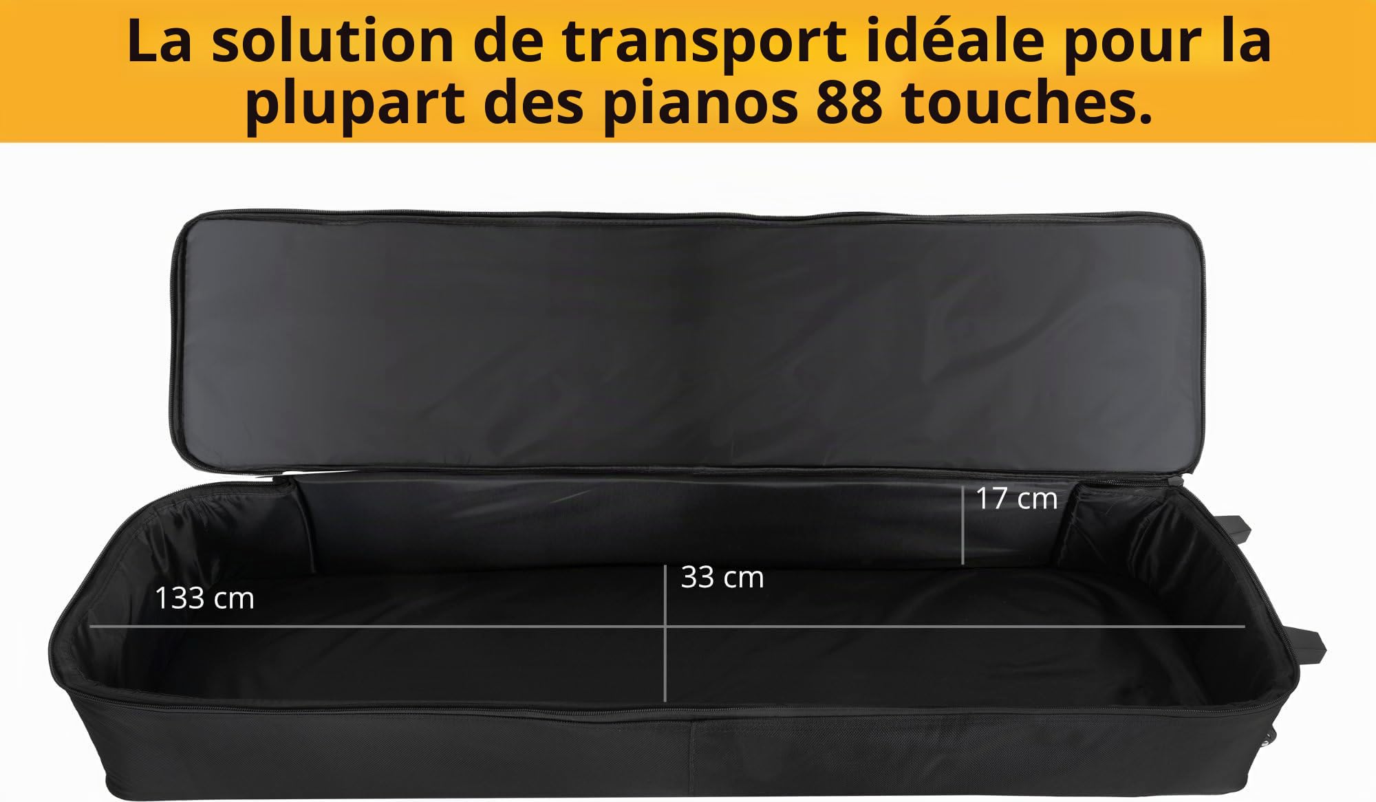 McGrey KBT-3122-88 Keyboardtrolley, Poignée de transport auto-agrippante | Valise roulante légère pour pianos 88 touches, Matériau résistant à l'eau, protège contre l'humidité & la poussière, Poids: 3