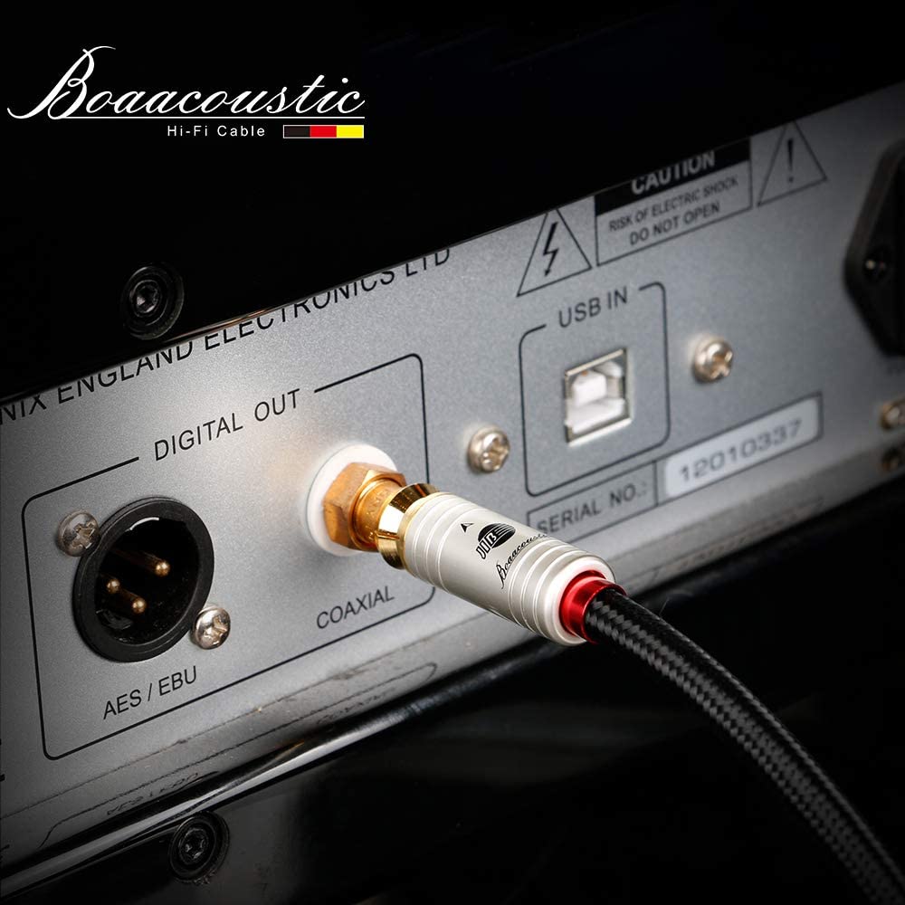 BOAACOUSTIC JIB Qualité Audiophile Cable Coaxial para Subwoofer, 1 RCA Cinch Macho a 1 RCA Cinch Macho, Cable de Audio adecuado para el hogar, teatro, TV, subwoofer, sistemas Hi-Fi 3m