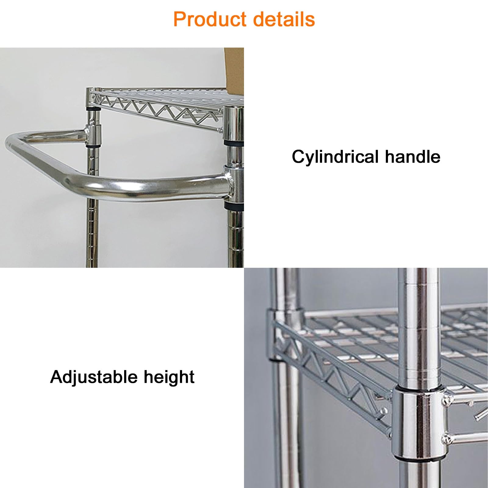 Carrelli In Metallo A 2 Ripiani, Ripiano Metallico Organizer, Carrello Portaoggetti Organizer per Impieghi Gravosi, Carrello Di Servizio per Cucina E Ufficio(75 * 35 * 110CM)