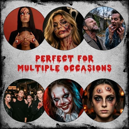 7PCS Halloween SFX Makeup Kit- Special Effects Make UP Set Includes Fake Blood Gel, Liquid Latex, Scar Wax, Realistic Fake Eyeball, Spatula & Blending Oil for Zombie, Popped Eye & Monster Makeup - 5