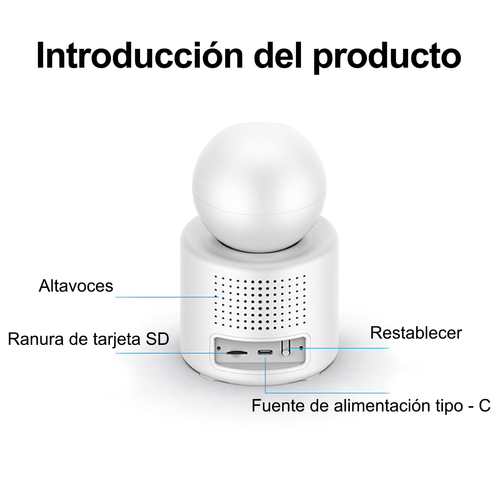 Cámara de Interior orientable, videollamadas, cámara Inteligente, Monitor de bebé, vigilancia de vídeo, Pantalla HD de 2,8 Pulgadas, con Infrarrojos nocturnos