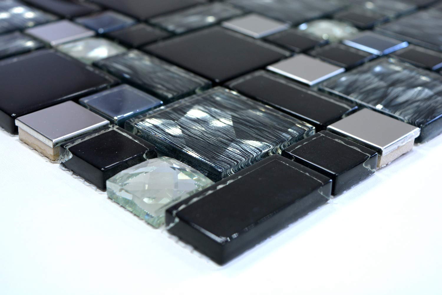 Mosaïque Murale En Verre Translucide Noir - Red Dot Design - 1 Plaque 68-0305_b
