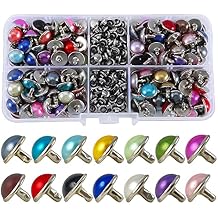 YORANYO 160 Sets 13/32 Inch Mixed Colors Leather Rivets Pearl Rivets Studs Imitation Pearl Rivets for Clothing Rapid Rivets Studs for Belts Bags Shoes Dog Collars Leather Craft Rivets