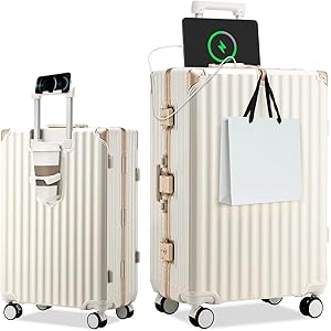 TANOBI キャリーケース ベージュ×ブラウン Lサイズ Amazon