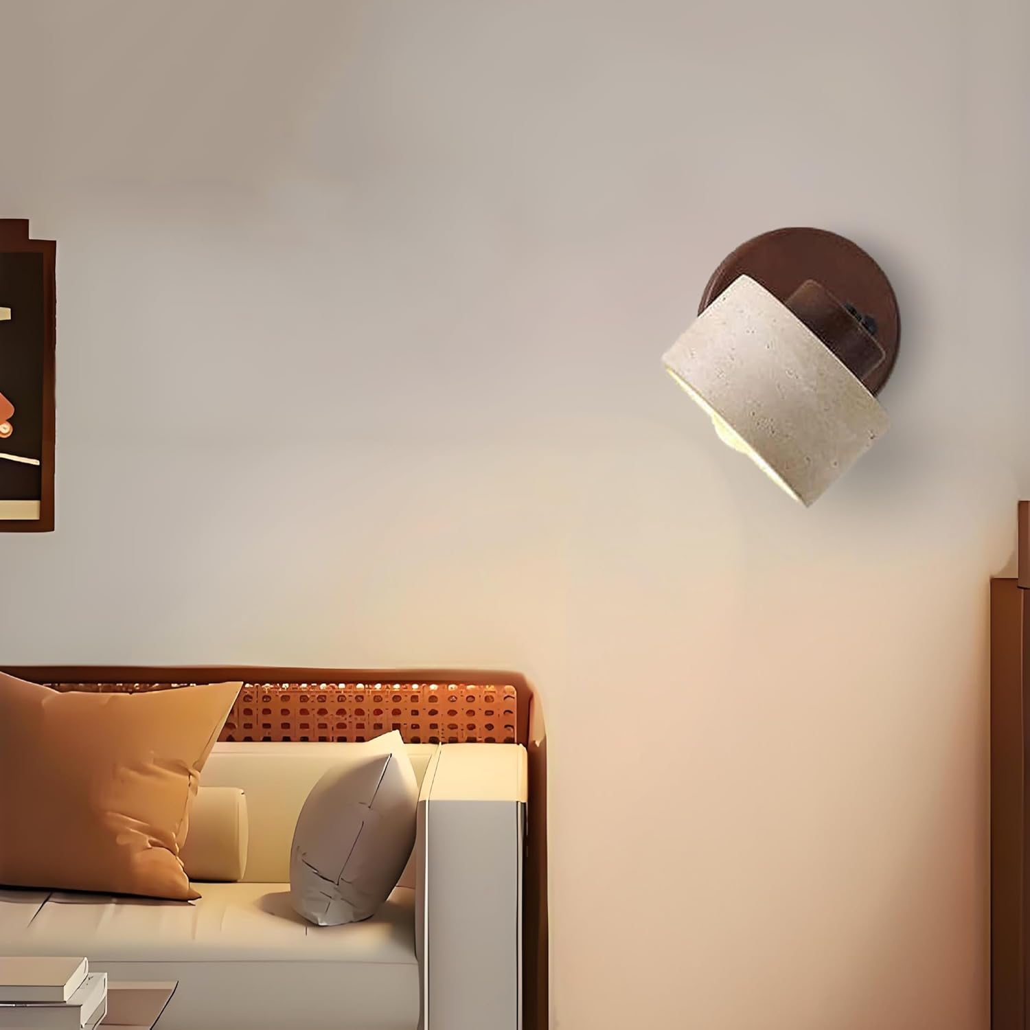 Natural Stone Wall Sconce Adjustable Marble Wall Mounted Bathroom Light Hardwired Farmhouse Rustic Wall Mounted Lamp Mid Century Modern Wall Lighting for Bedroom Living Room Bedside