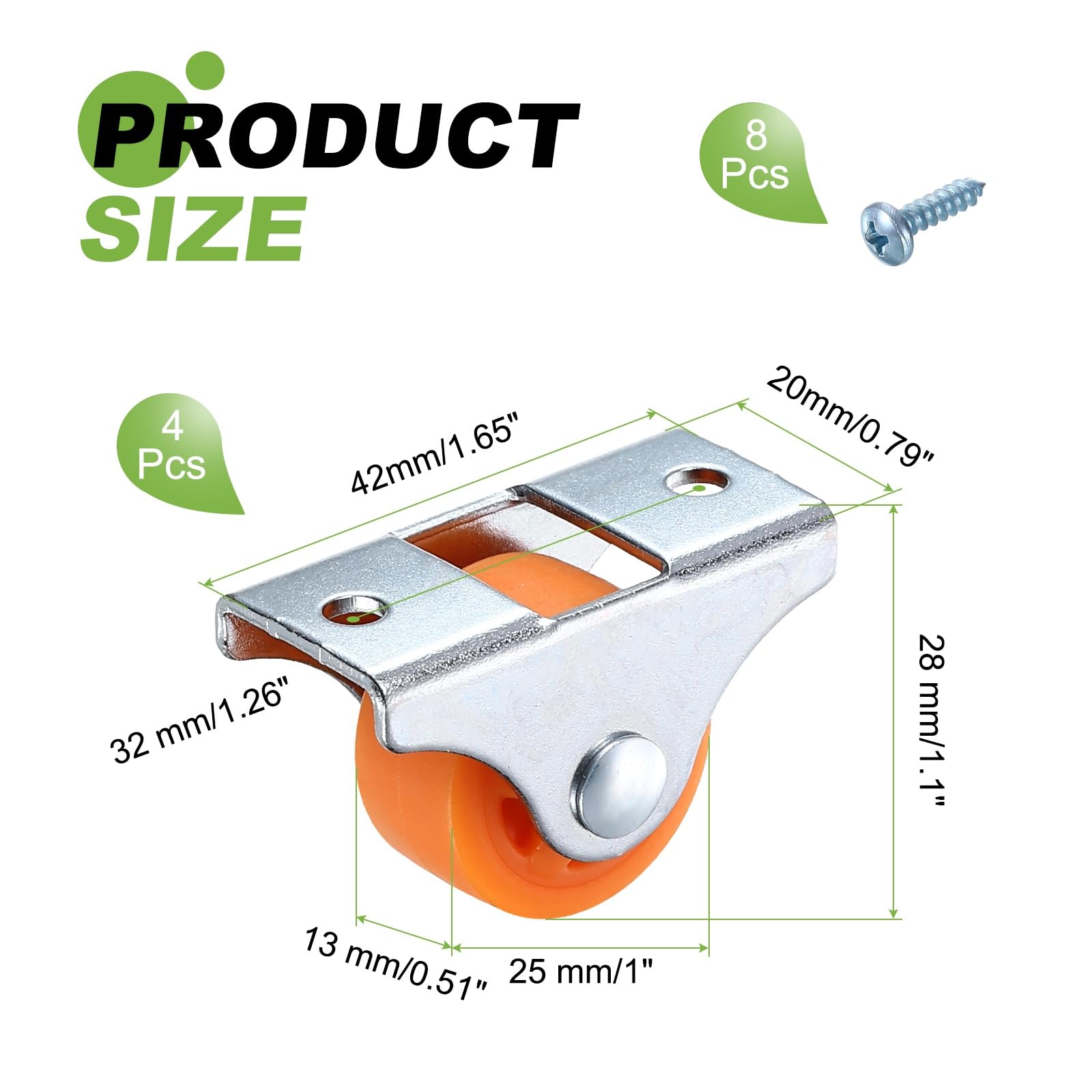 PATIKIL 1 Inch Fixed Caster Wheels - Image 2