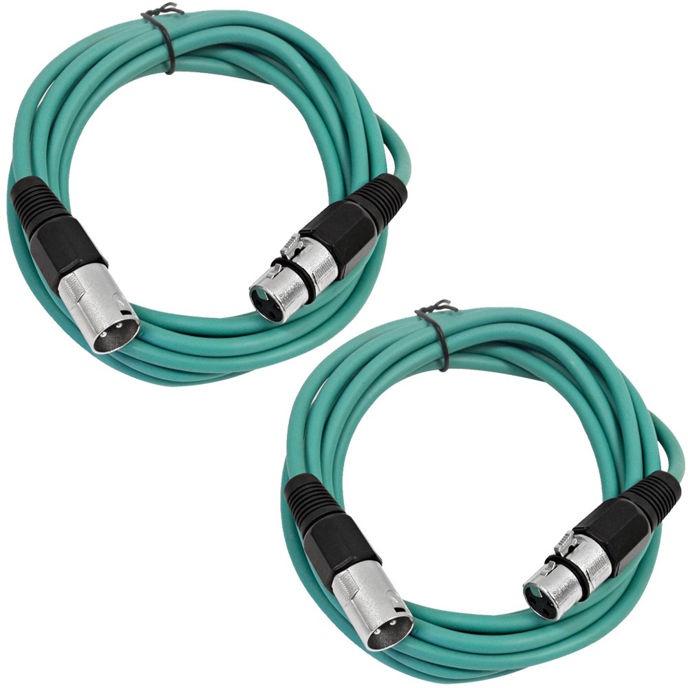 Seismic Audio - SAXLX-6-2 Pack of 6' XLR Male to XLR Female Patch Cables - Balanced - 6 Foot Patch Cord - Green and Green