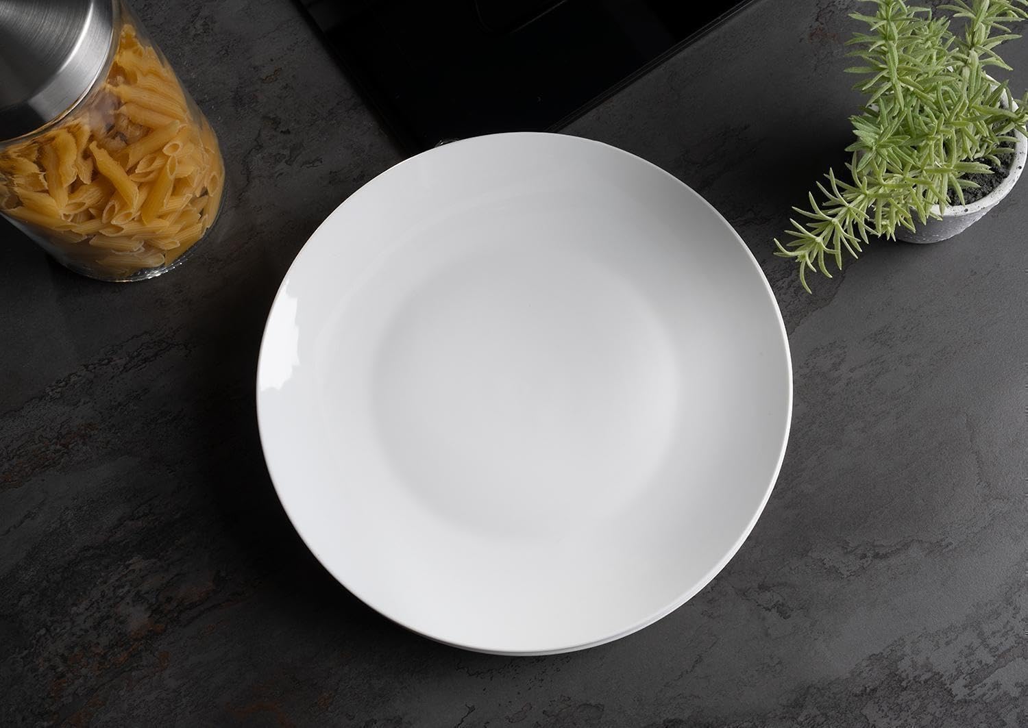 Speiseteller Flachteller Essteller - Porzellan - Weiß - Gemustert - Ø 27 cm - 12er Set