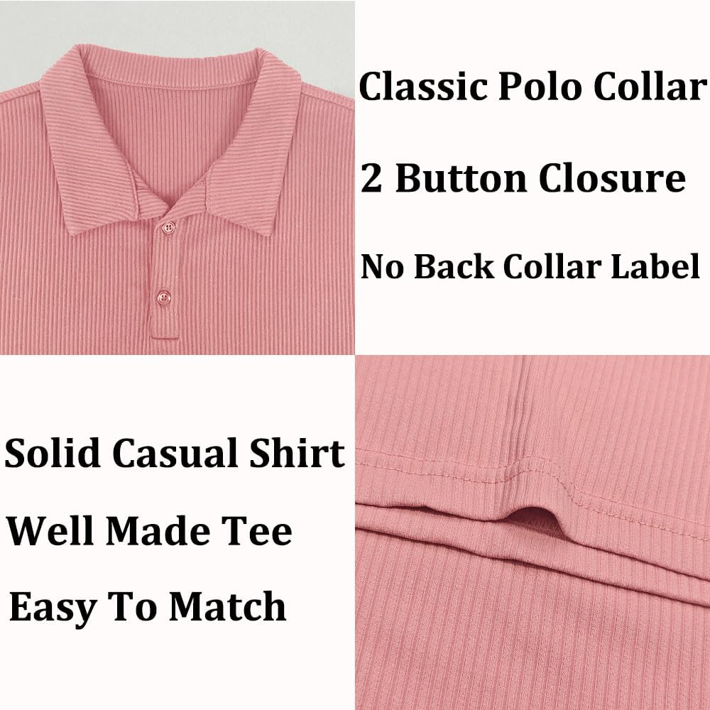 Men's Muscle Slim Fit Polo Shirts Long&Short Sleeve Stretch T-Shirts Casual Stylish Tee for Golf Workout - Image 5
