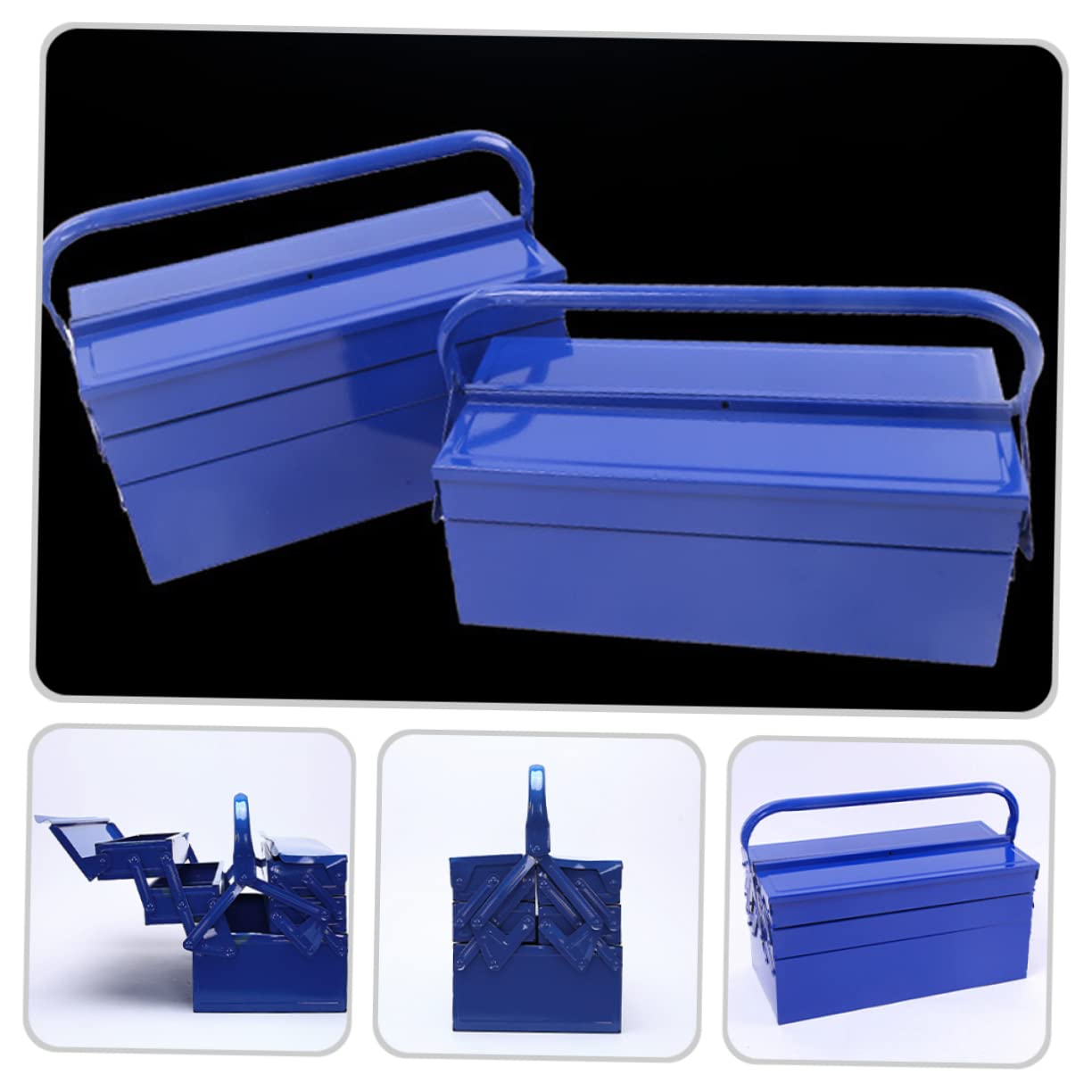Boîte à Outils en Fer Bleue, Grosse Capacité, Portable pour Rangement