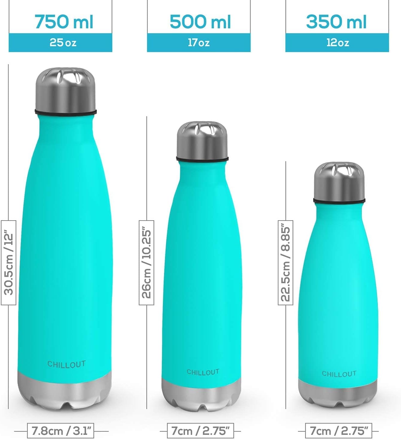 CHILLOUT LIFE Stainless Steel Water Bottle: 25 oz Double Wall Insulated Cola Bottle Shape for Cold and Warm Drinks, BPA Free Metal Sports Bottle - Image 6