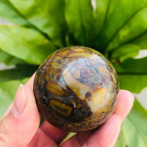 Miniatura 5 de for MOKAGY 50mm Raw Natural Brown Bamboo Leaves Quartz Ball Crystal Stone Sphere 1pc Piedras decorativas para el hogar