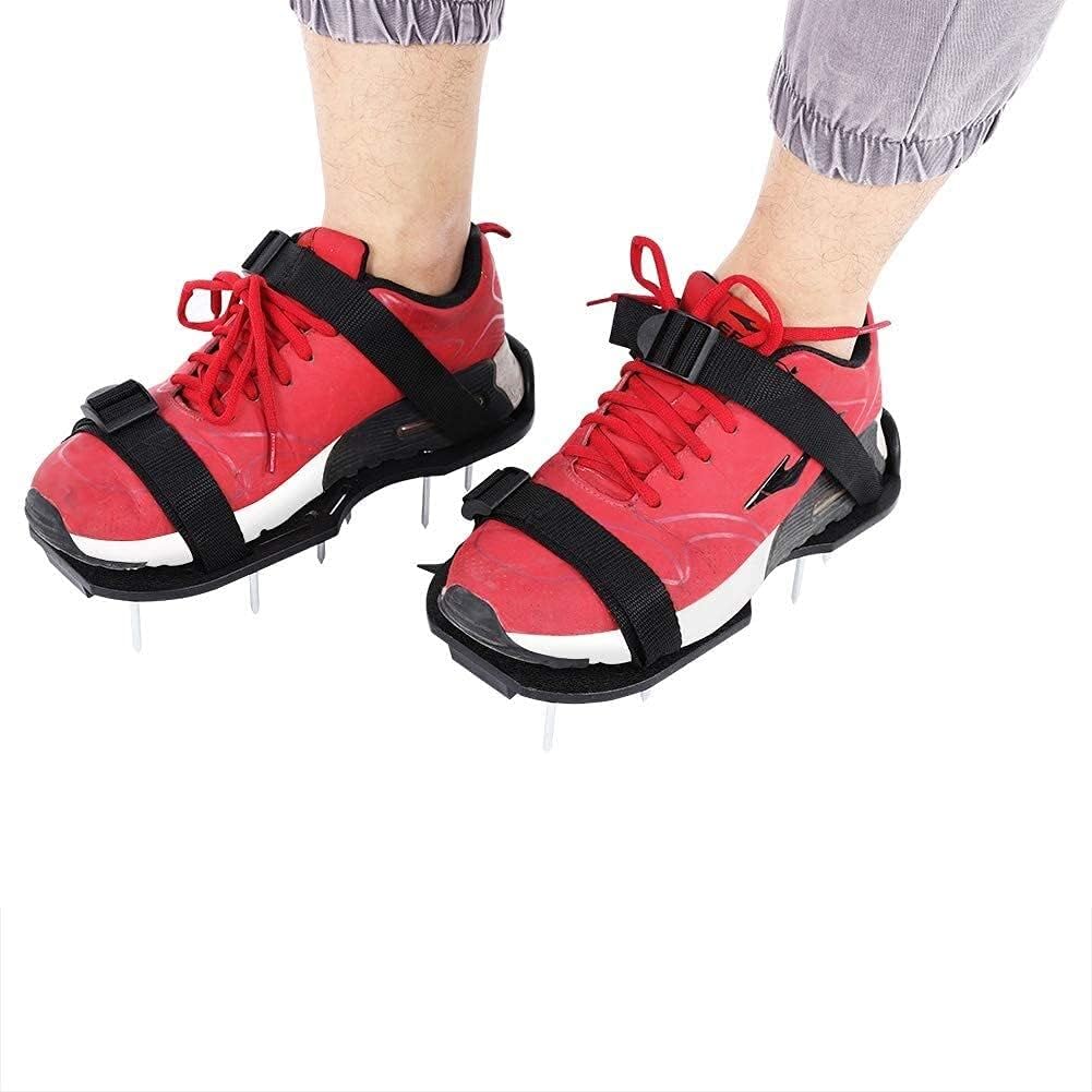 Grass Nail Shoes, 1 Pair Garden Yard Grass Cultivator Scarification Lawn Aerator Nail Shoes Tool with Adjustable Buckles