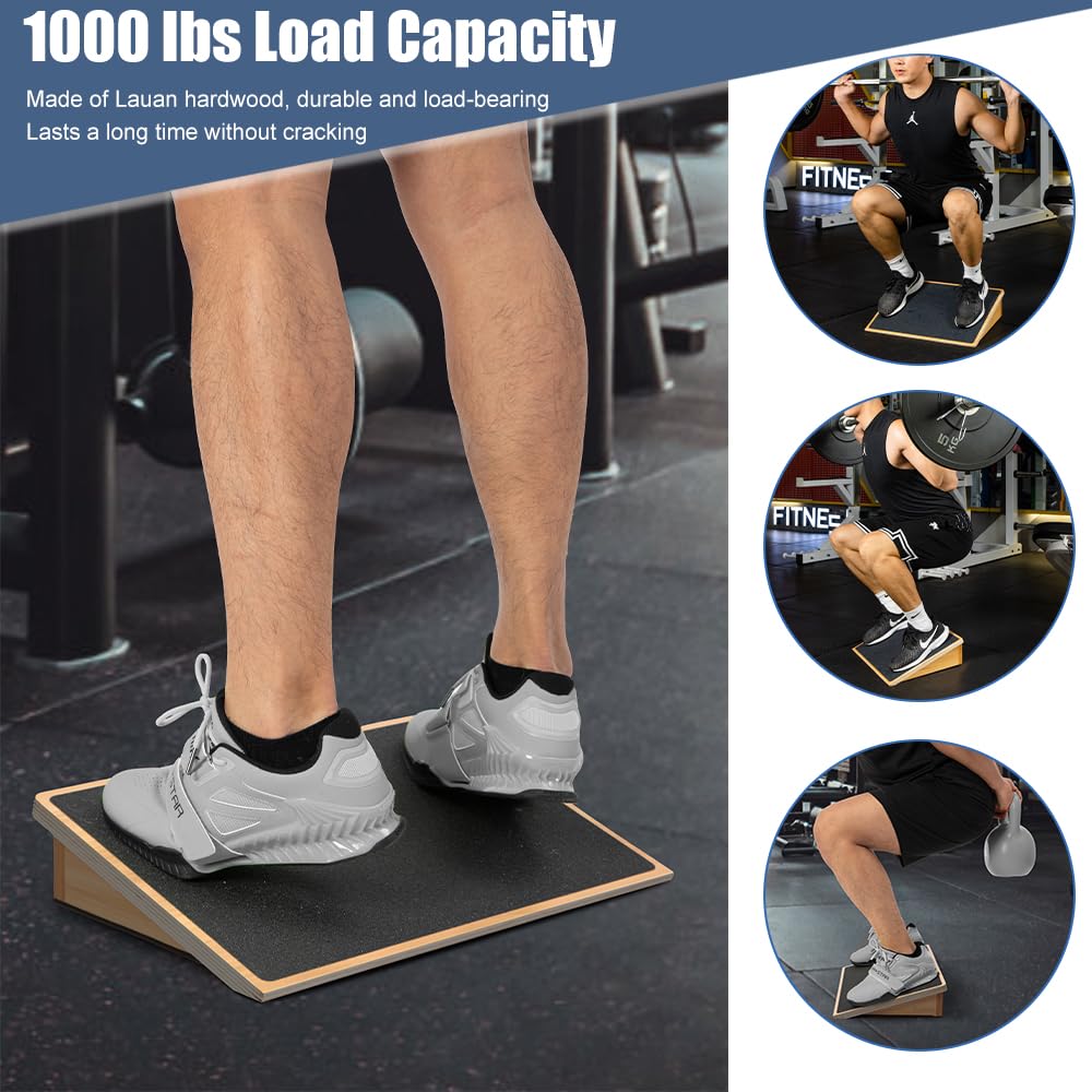 Planche Inclinée StrongTek Pour Squats - Capacité 453kg, Surface Antidérapante, Bois D'Eucalyptus
