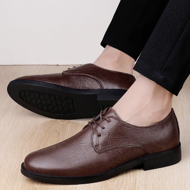 Fashionable Solid Mens Leather Shoes Casual Business Dress Oxford Shoes British Style Lightweight Lace Up Loafers2