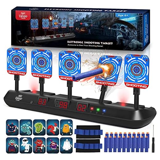 Lehoo Castle Cible pour Nerf, avec 5 Cibles 3 Modes, Jeu Electronique de Tir avec Effet Lumineux et Sonore