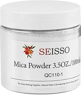 SEISSO マイカパウダー レジン 着色剤 ネイルパウダー 3.5 oz/100g エポキシ顔料 DIY キラキラ顔料 パウダー 絵具 スライム ペンキ 塗装 石鹸着色剤 マニキュア カラー顔 キャンドル作り バスボム用 アイシャドウ イルデザイン UVレジン用染料 タンブラー ポリマークレイ (シルバーホワイト)