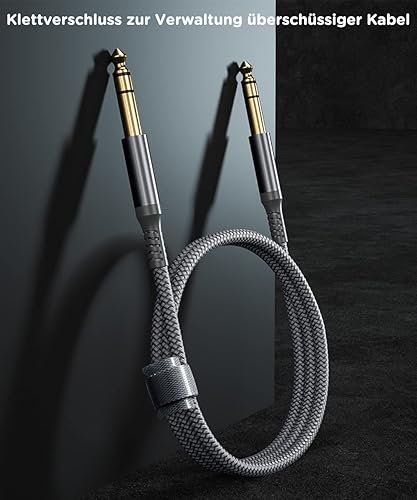 Miniatura 20 de RUXELY Cable TRS para guitarra de 1/4 de pulgada, paquete de 2 unidades de 10 pies, cable de interconexión de audio estéreo macho macho de 0.250 in