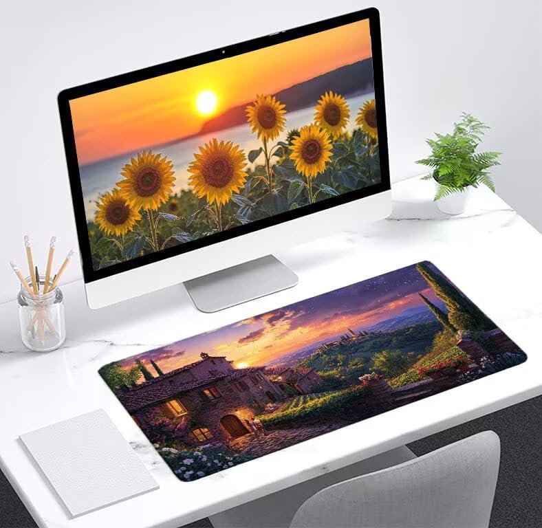 Tapete escritorio de bordes cosidos que evita que el mousepad se mueva 2