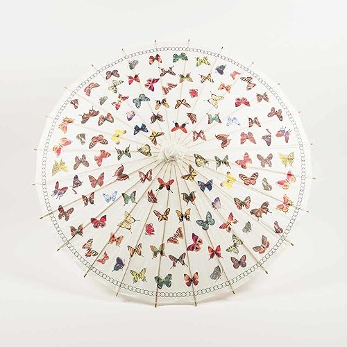 PaperLanternStore Nylon Parasol Umbrella, Premium Nylon with Elegant Handle