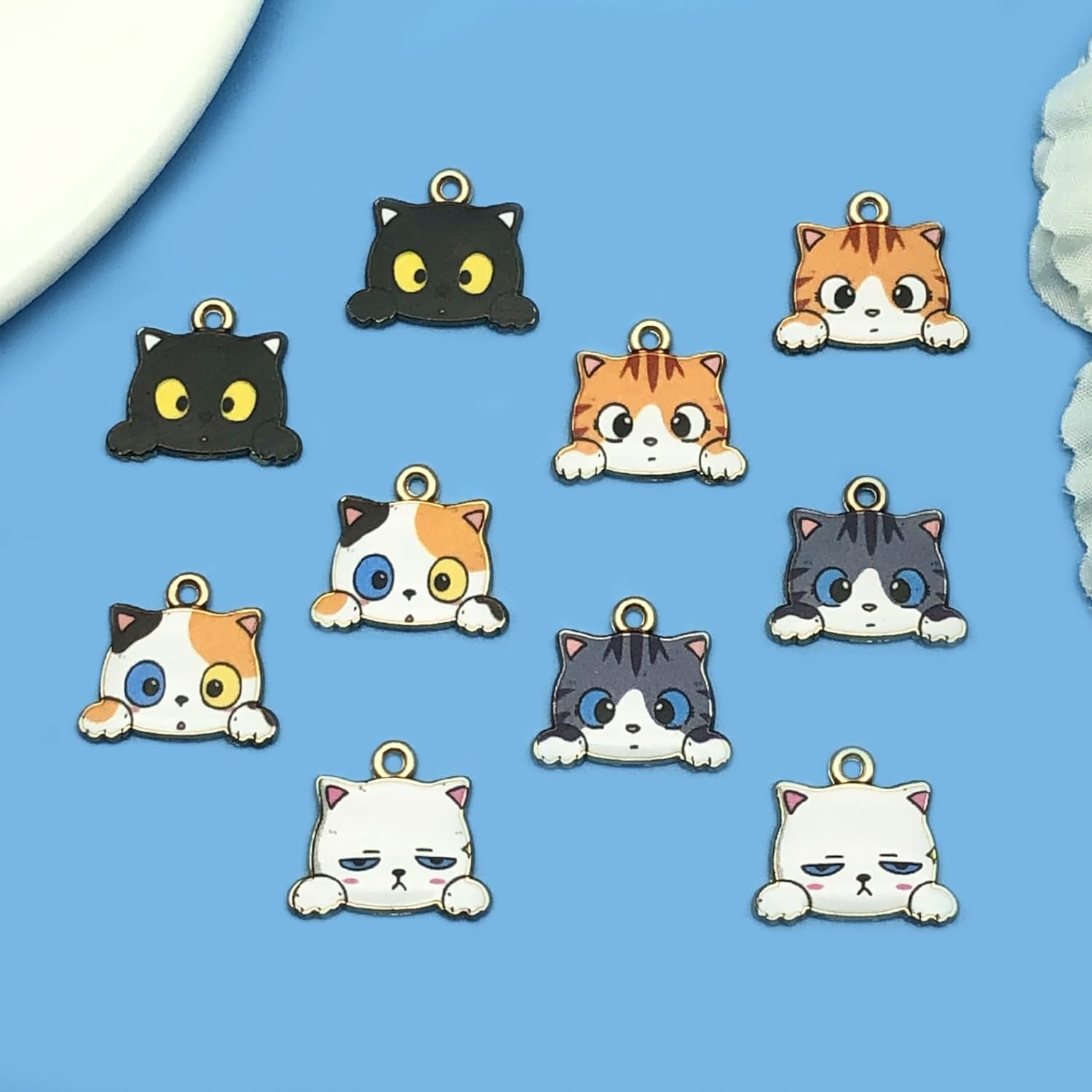 Youdiyla 30pcs Alloy Enamel Printed Flower Cat Series Pendant Jewelry Making DIY Keychain Earrings Pendant Various Design Charms for Jewelry Making Bracelets Necklace (SN935) - Image 3