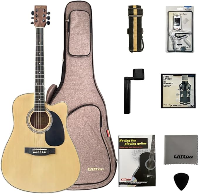 Clifton 41 Inch Acoustic Guitar for Beginner Adult Teenager Full Size
