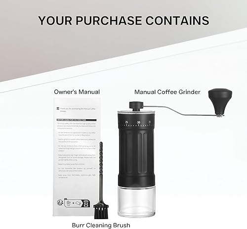 Miniatura 7 de Mini molinillo de café manual, 40 ajustes ajustables, molinillo de mano portátil con capacidad de 1.06 oz, rebaba cónica para expreso, verter,