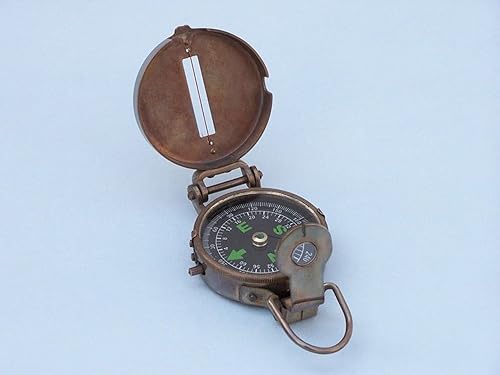 Miniatura 6 de Hampton Nautical 3xglass-101 Brújula de mano vintage de latón antiguo de 4 pulgadas