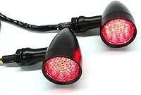 Vista 10 de Rich Choices 2 luces LED negras de 15 para motocicleta, luz de freno, intermitente, luz ámbar compatible con moto de calle, chopper, moto de tierra