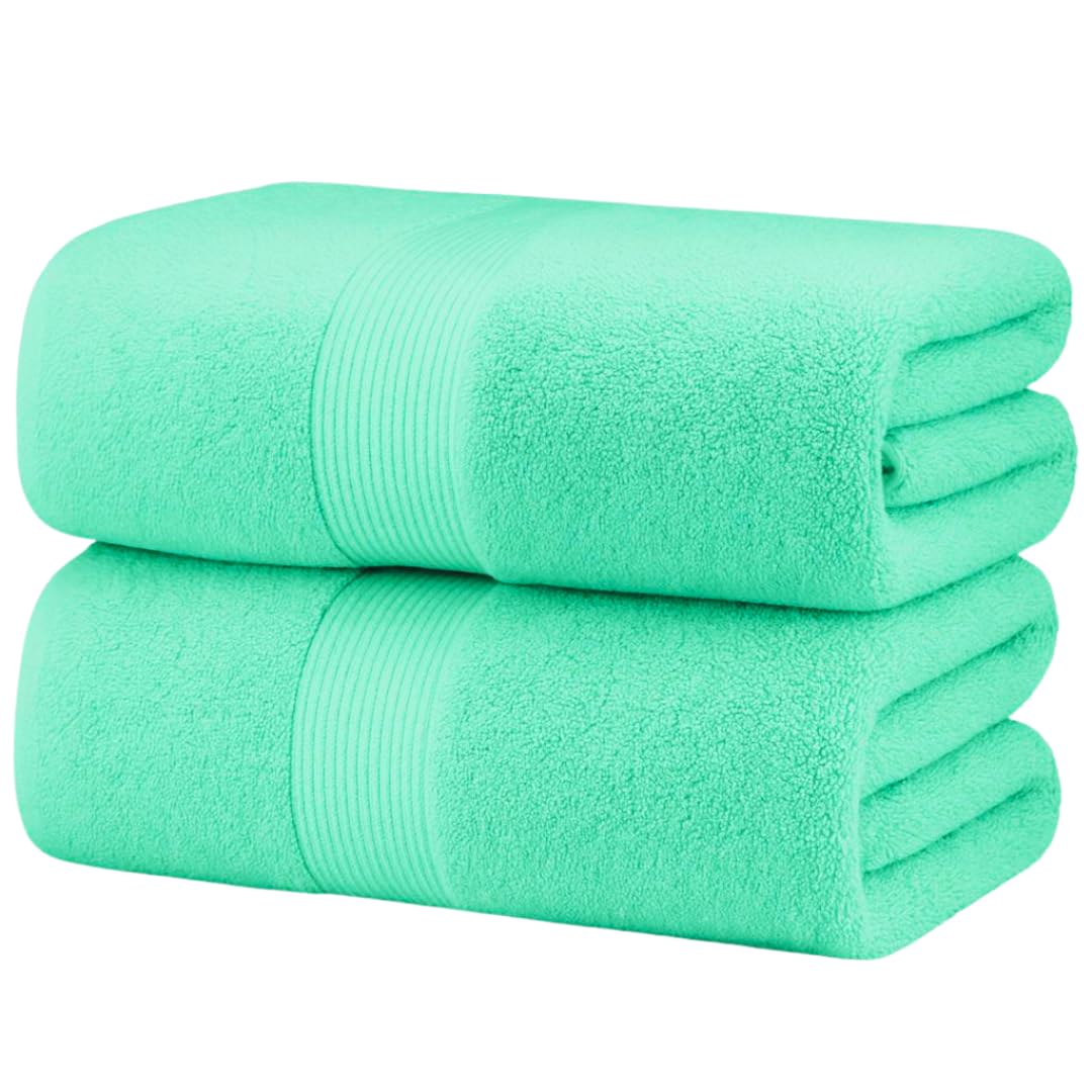 Diamond Tex Premium Extra Large Bath Sheet (90x180 cm–600 GSM) 100% Egyptian Cotton towels bath sheet, Ultra Soft jumbo bath sheets towels extra large Quick Dry big towels (2 Pack, Mint) — image 1