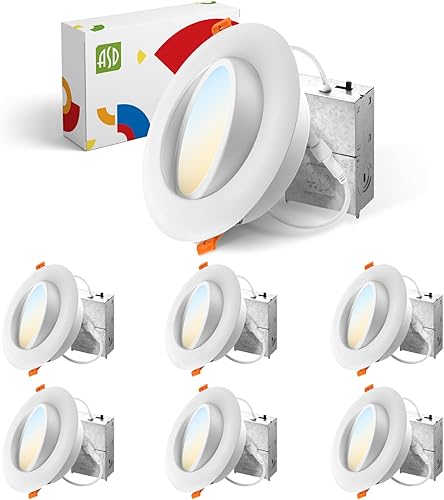 Miniatura 8 de ASD Luz empotrable LED cardán de 6 pulgadas, 15 W, 1230 lm, 2700 K3000 K3500 K4000 K5000 K seleccionable, iluminación ajustable direccional, luces