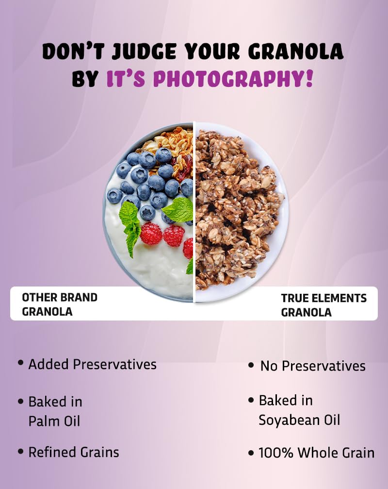 True Elements Protein Granola 900g - Certified Gluten Free Granola Loaded with Seeds & Nuts | Sugar Free Granola | 7g Protein per Serve