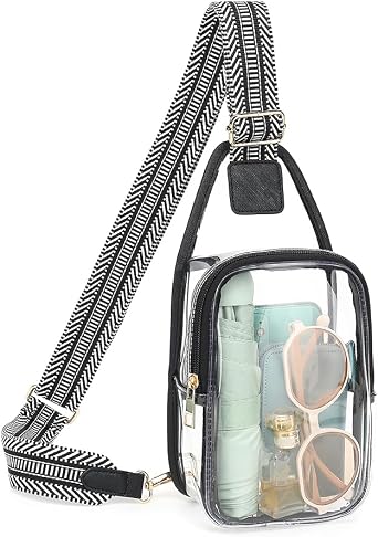 حقيبة LOXOMU الشفافة لفعاليات الاستاد، حقيبة حبال شفافة من Crossbody، حقيبة صدر Fanny Pack المعتمدة للنساء والرجال