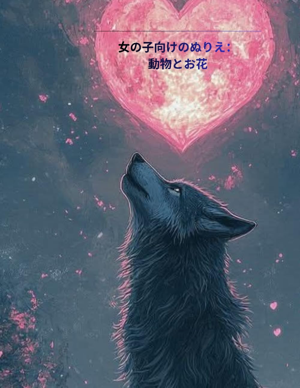 女の子向けのぬりえ：動物とお花