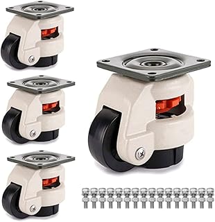Baoz 4 Pcs Leveling Caster Heavy Duty Plate Leveling Machine Casters Retractable Self Leveling Plate Mounted Caster for Equipment Workbench Shelves, Loading Capacity 1102Lbs Per Set (GD-60F)