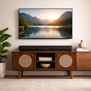 Chugston Rattan Solid Wood Tv Unit/Cabinet for Led LCD | Cane Design Tv Stand for Living Room and Bedroom | Mango Wood, Honey Finish (40 Cm X 120 Cm)