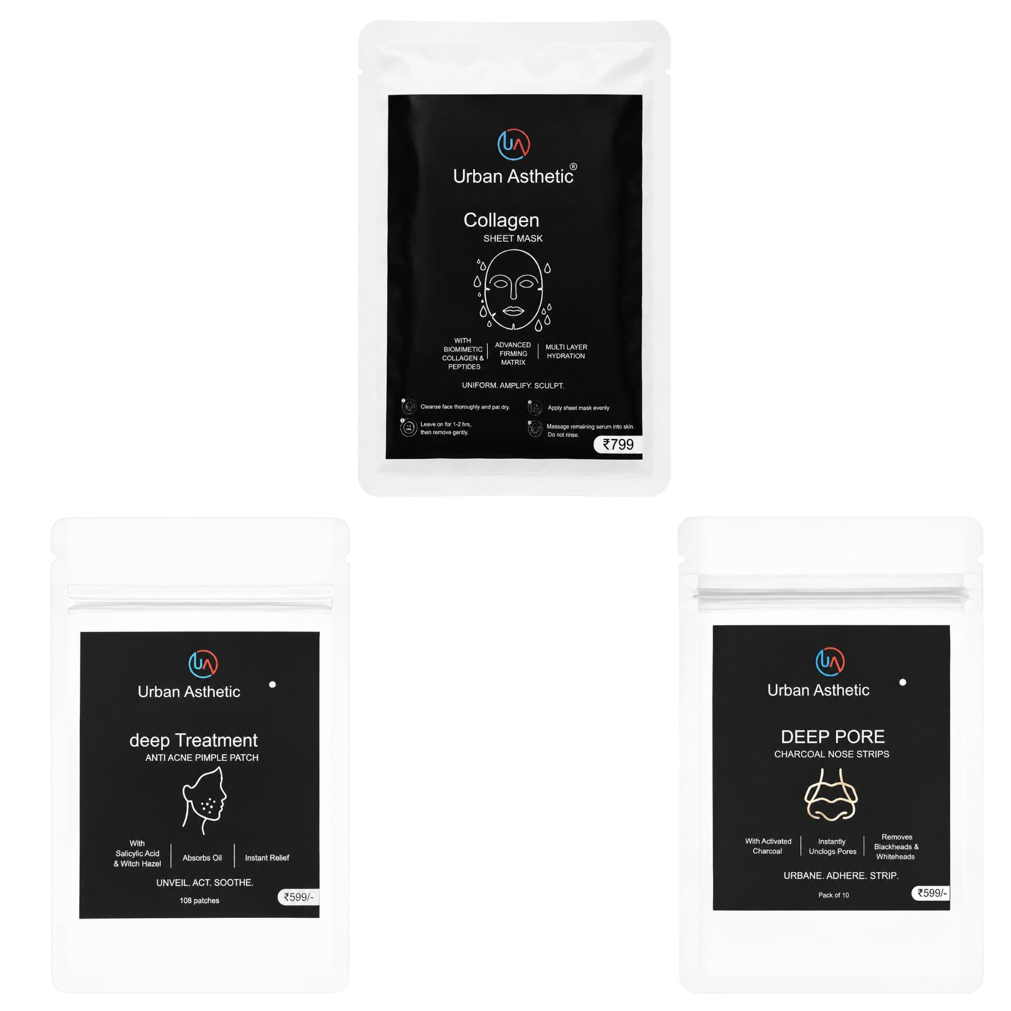 Beauty Care Combo Gift Set for Glowing Skin | Collagen Mask, Pimple Patch & Nose Strips | Face Care Kit for Clear Complexion | Daily Self-Care Gift for Women & Men-image-45