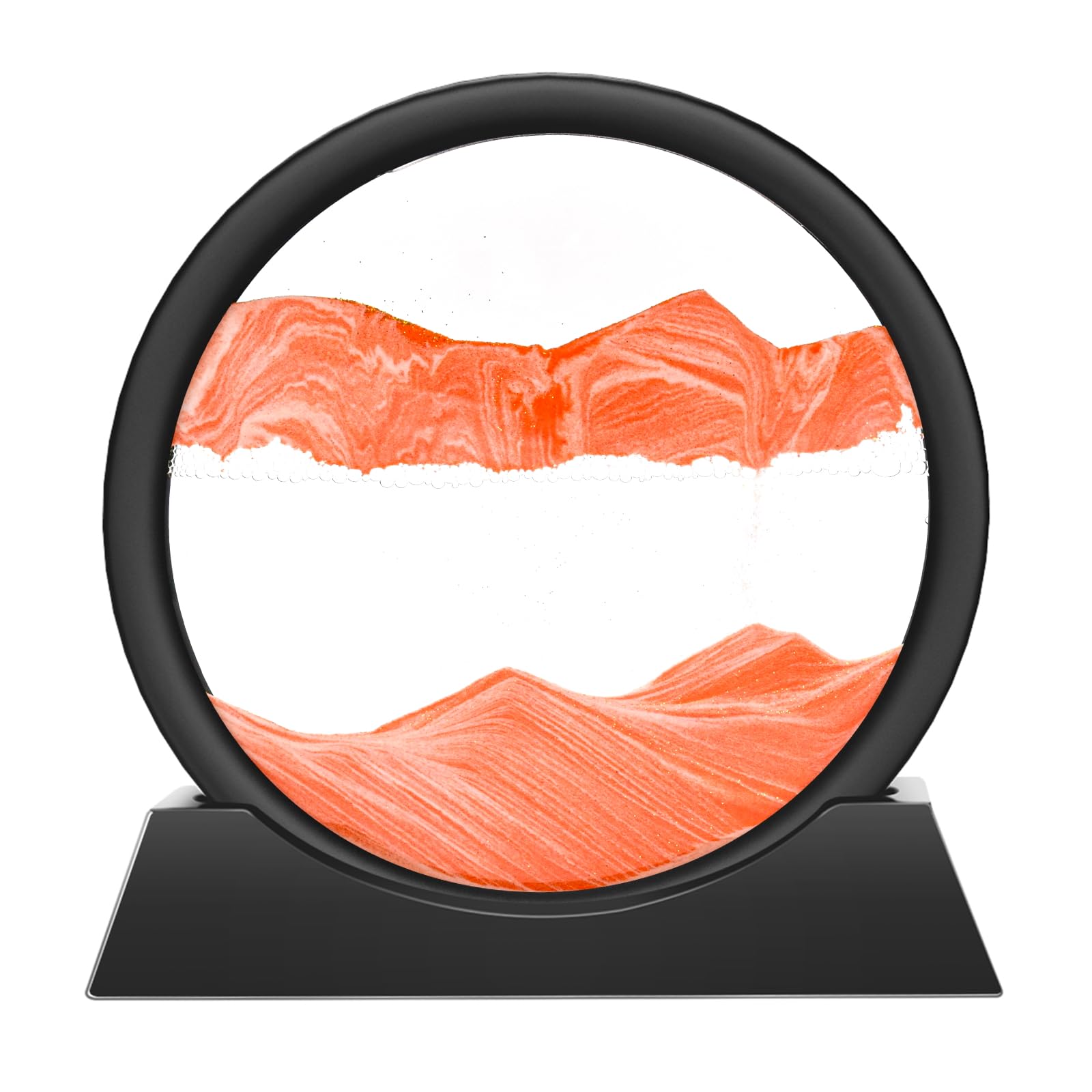 Wai Danie Pittura di Sabbia Che Scorre Quadro Sabbia Movimento sabbia dinamica 3d Hourglass Deep sea Sandscape Display Decorazioni la Casa e l'ufficio Giocattoli da Scrivania per Adulti (Arancione 7“)
