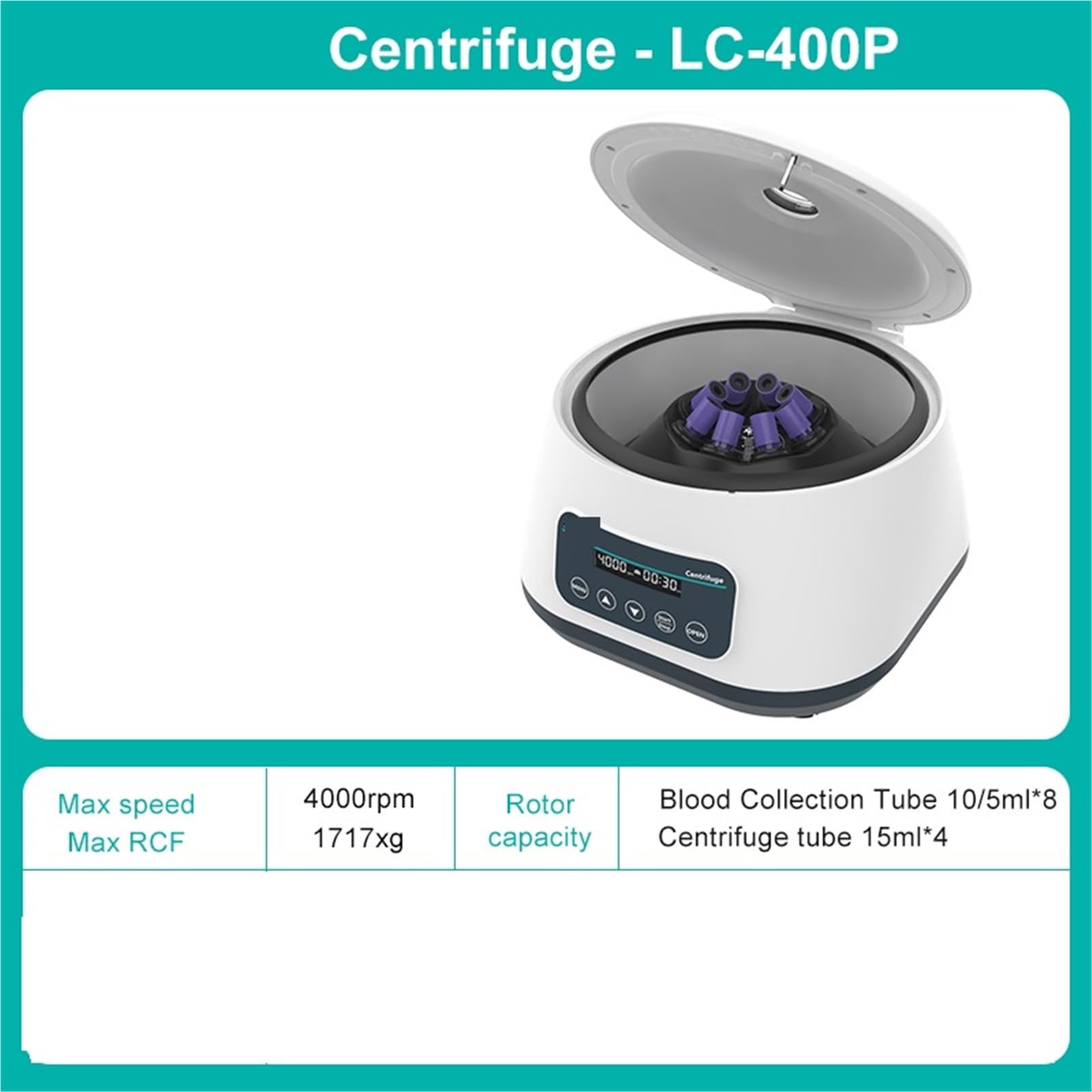 Centrífuga de sobremesa de laboratorio, Centrifugadora de laboratorio Cgf, máquina centrífuga, tubo de recolección de 5/10ml, tubo de centrífuga de 15ml, 1717xg, 4000rpm