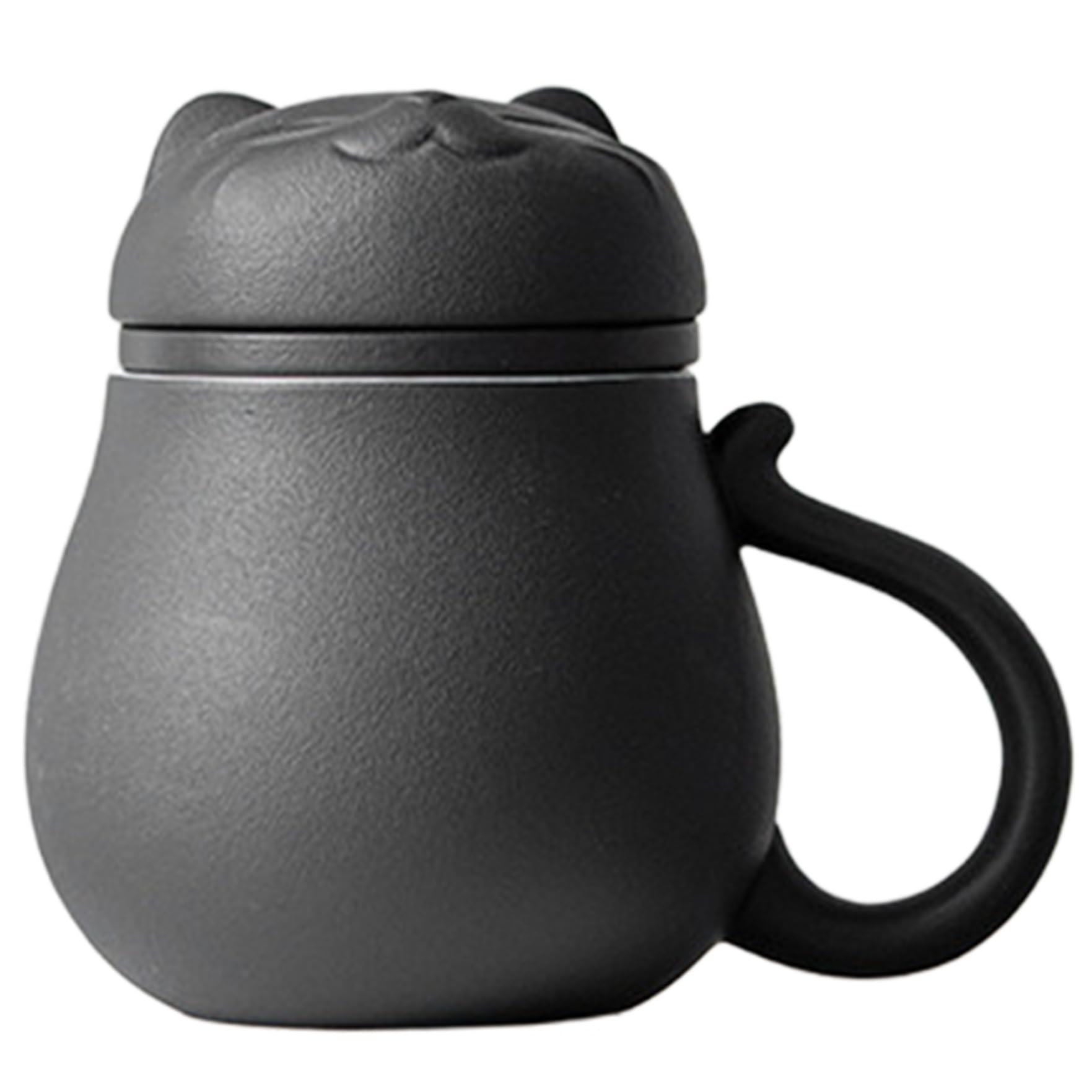 Tasse à thé en céramique chat noir 400ml avec infuseur amovible et couvercle