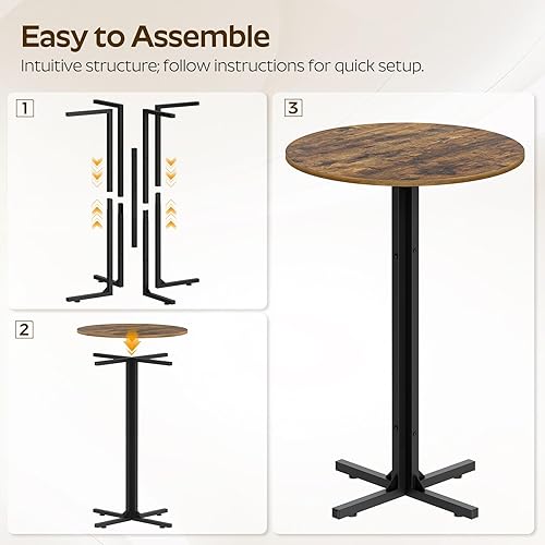 Miniatura 5 de Juego de mesa de bar redonda YATINEY de 2 piezas, mesa de bar de altura de mostrador, mesa de cóctel de altura de bar, uso versátil, para comedor,