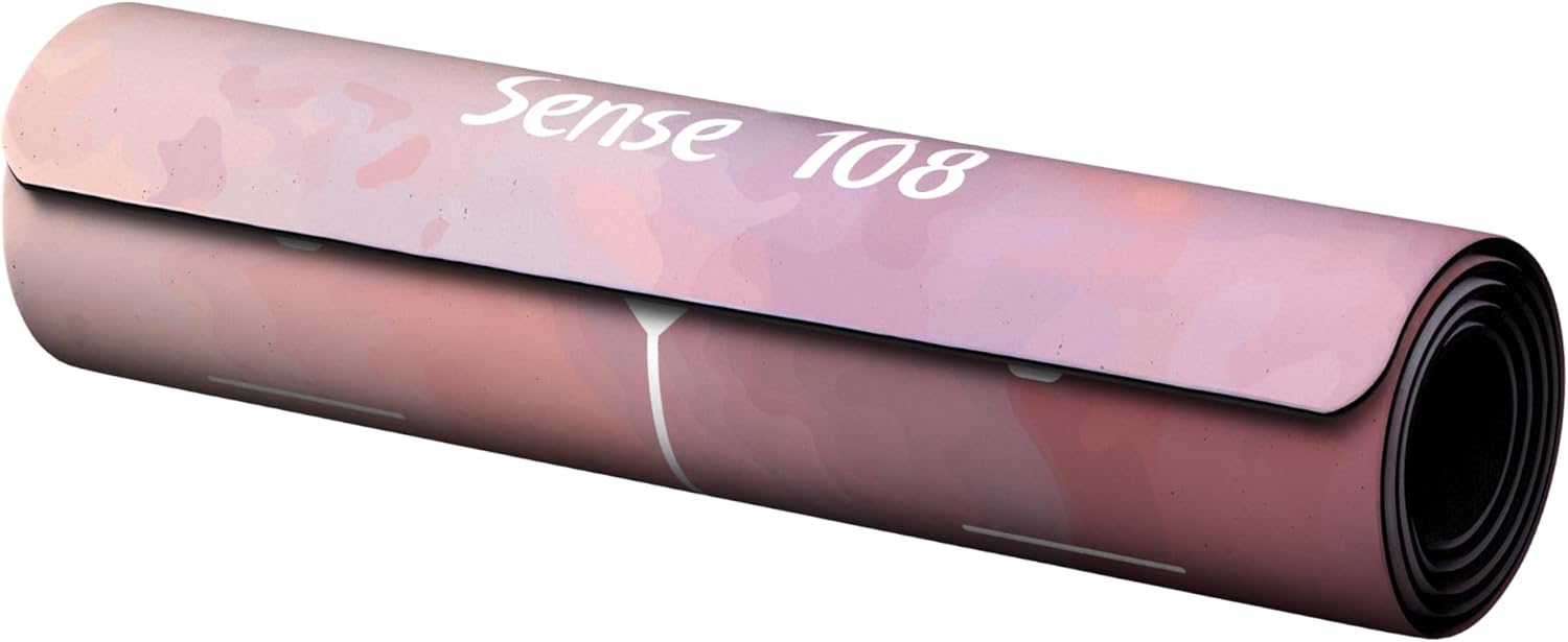Sense108 | Eco PU Yoga Mat – 5mm Thick Cushion, Extra Wide 72"x26.8" Anti-Slip & Sweat-Wicking for Bikram, Pilates & Hot Yoga