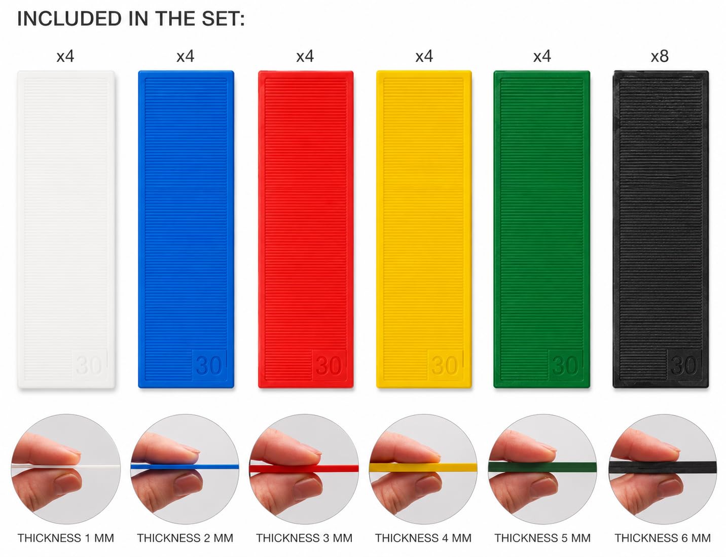 1/32" - 1/4" (1-6 mm) Plastic Glazing Blocks, Glazing, Frame Spacers, Door and Window Frame Packers (Mix 1)
