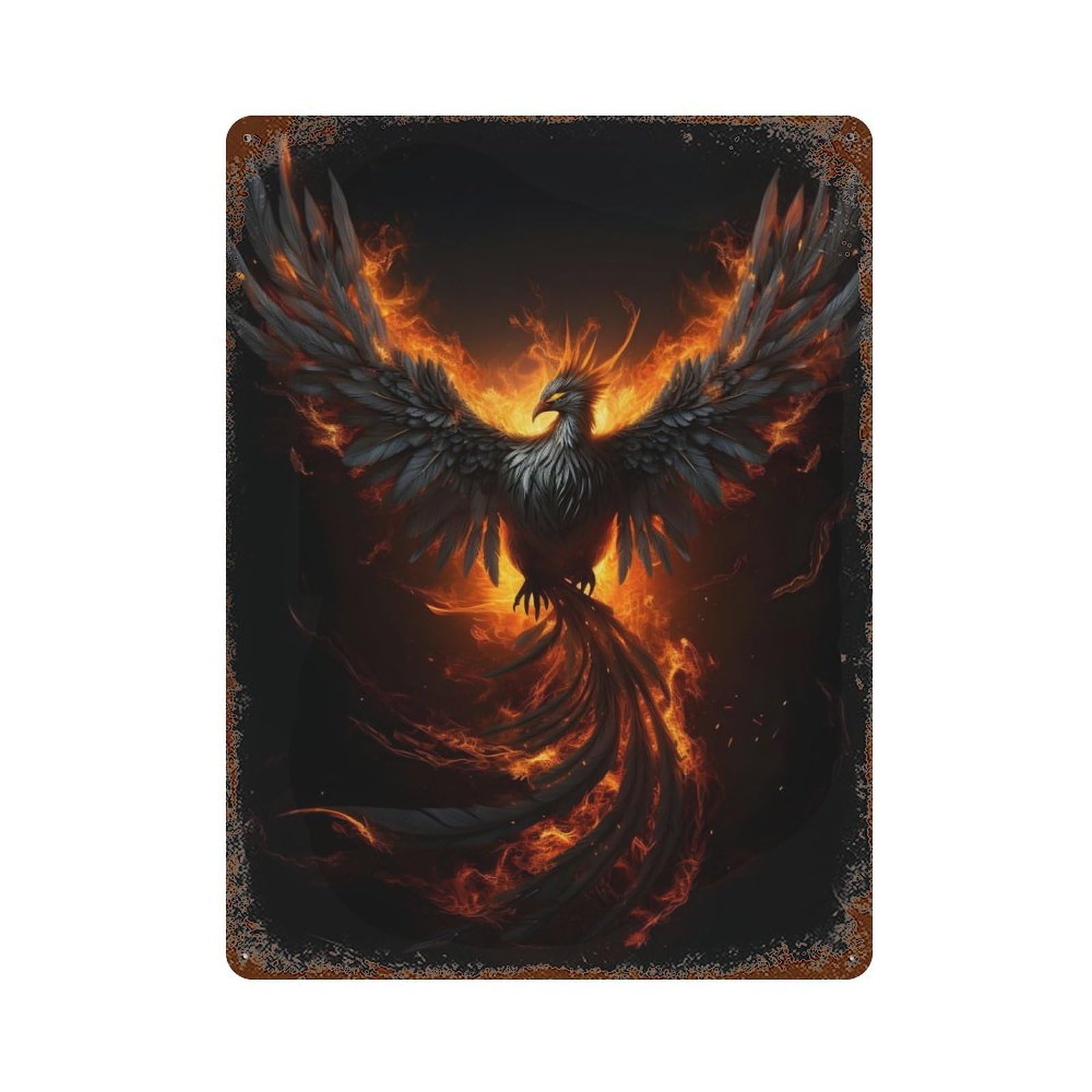 Garage Style Black Phoenix Decorative Tin Sign 15.7"x11.8", Farmhouse Wall Decor for Bar And Workshop