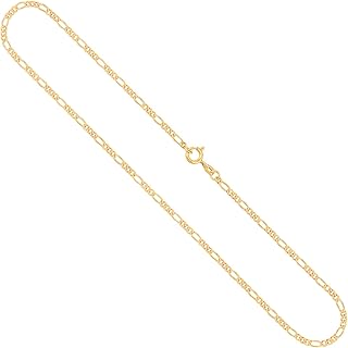 Cadena para Mujer/Hombre de Oro Real de 2.2 mm, Cadena de Diamantes Figaro Oro Amarillo 333, 375 o 585, Cadena de Oro con Sello, con arandela de Resorte, de 34 Antes de 80 cm